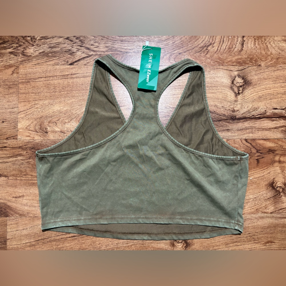 NWT Shein Curve EZ-Wear Cropped Tank Top Size 2XL Color Olive Green - Picture 2 of 4